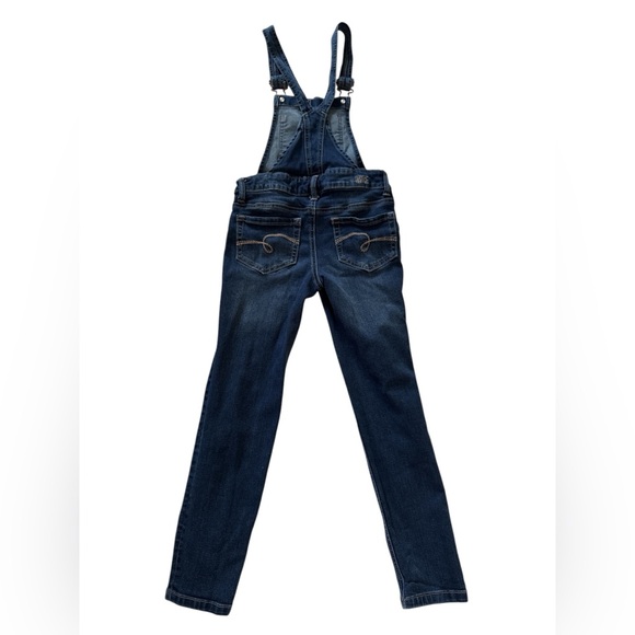 3/$20 Justice Girls Distressed Denim Overalls - Size 8 - Trendy Destroyed Wash - Picture 7 of 9